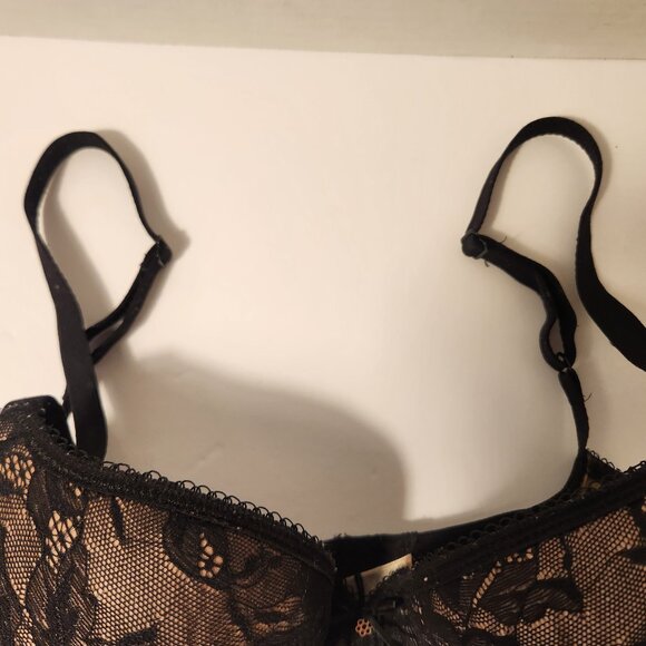 Wacoal Black and Beige Lace Adjustable Straps & Back Bra Brassier Size 34C - Picture 7 of 13